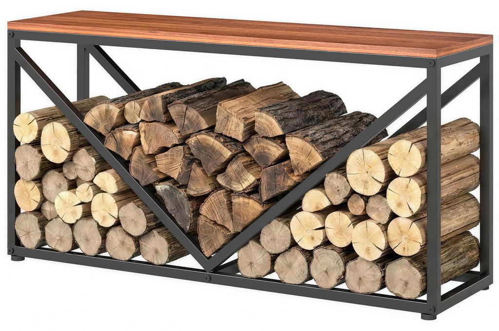Outsunny 2-in-1 Kaminholzregal für innen 98 x 28 x 50 cm Produktbild 
