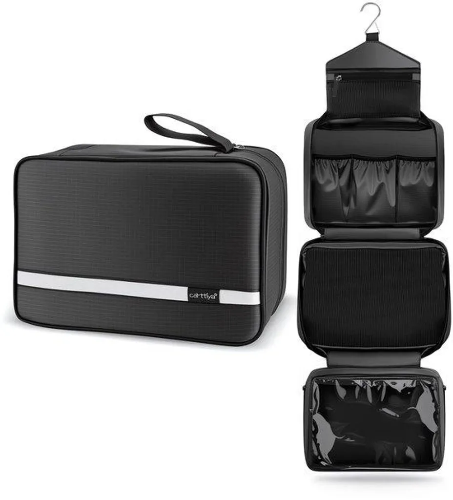 Grande trousse de toilette noire avec crochet de suspension voyage