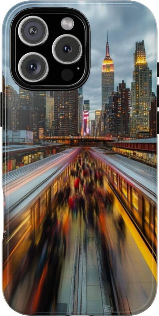 Dynamische Großstadt mit U-Bahn in Bewegung – Hülle Kompatibel mit iPhone 16 Pro Max