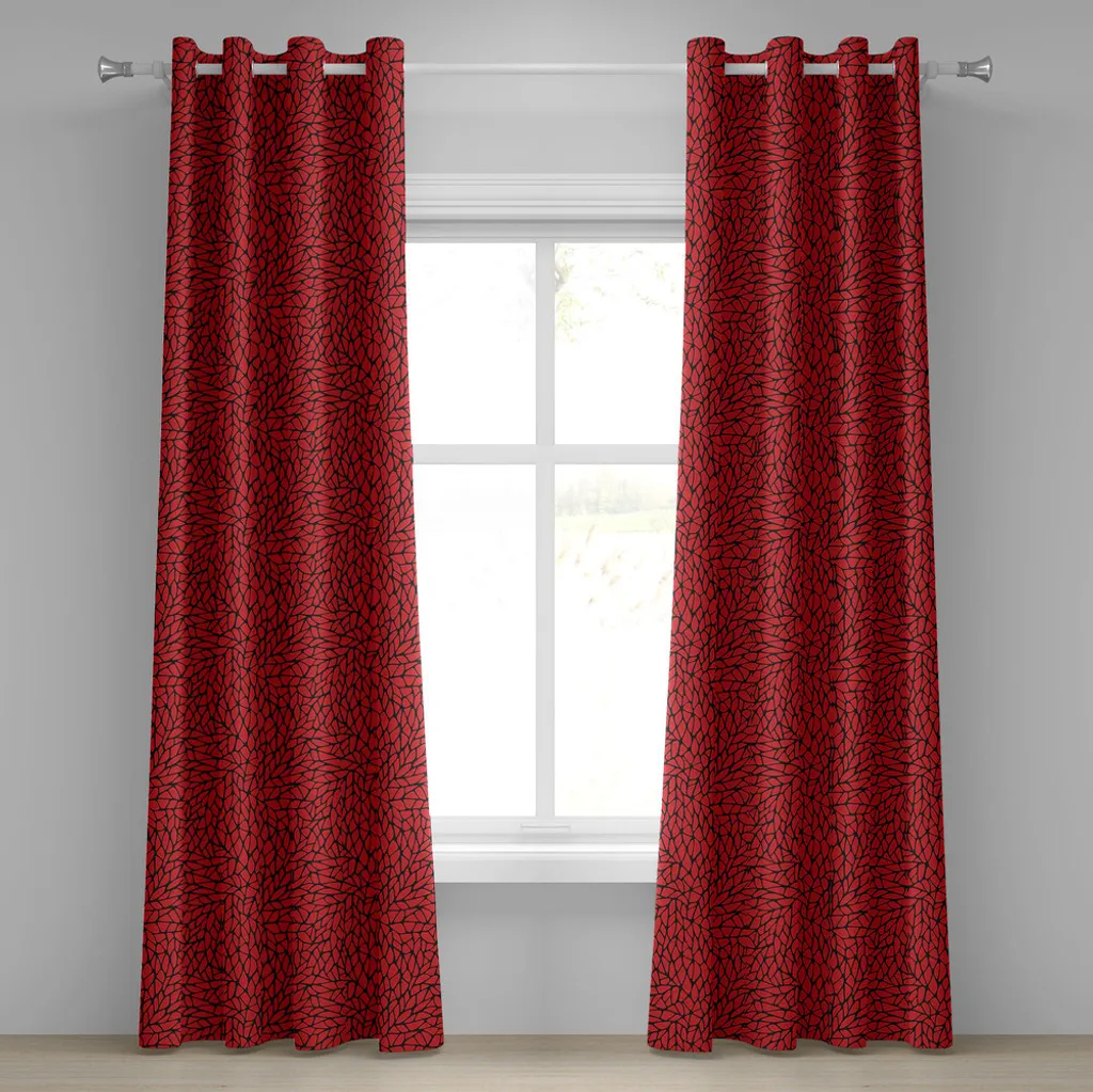 Coppia Tende ABAKUHAUS Nero Rosso 280x225cm | Tessuto Poliestere