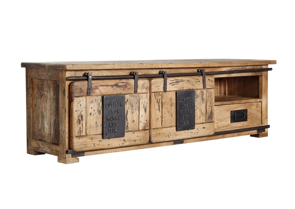 MASSIVMOEBEL24 | Meuble TV 160x45 Manguier laqué Bois Image du produit 
