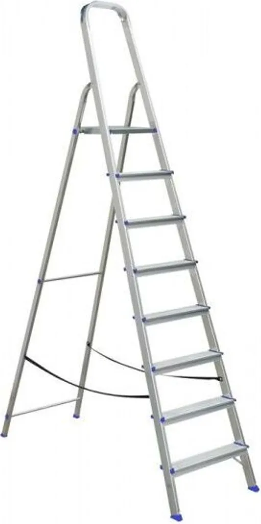 Marchepied aluminium 8 marches soudé robuste - Hauteur plateforme 1,64m