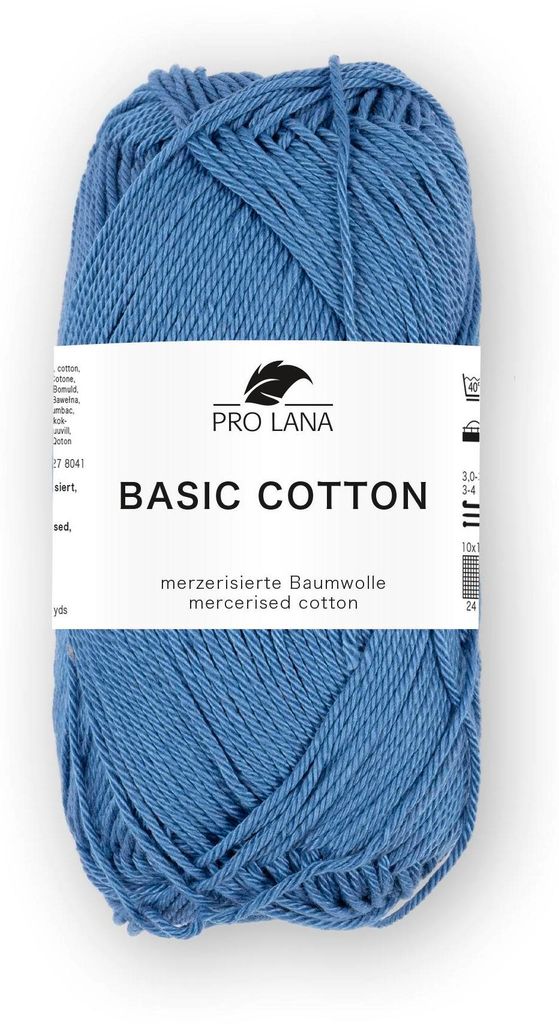 Pro Lana Basic Baumwolle uni 50 g/125m – dünne Wolle zum Häkeln und Stricken – 100% Baumwolle – Weiches Basic-Garn – Glänzend – Standa...