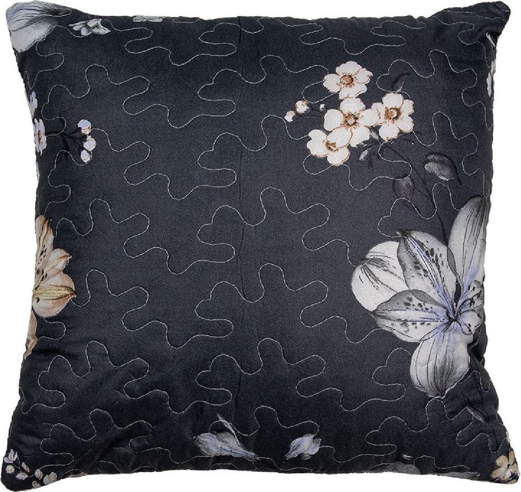 Clayre & Eef Kissenbezug 40x40 cm Grau Beige Polyester Blumen