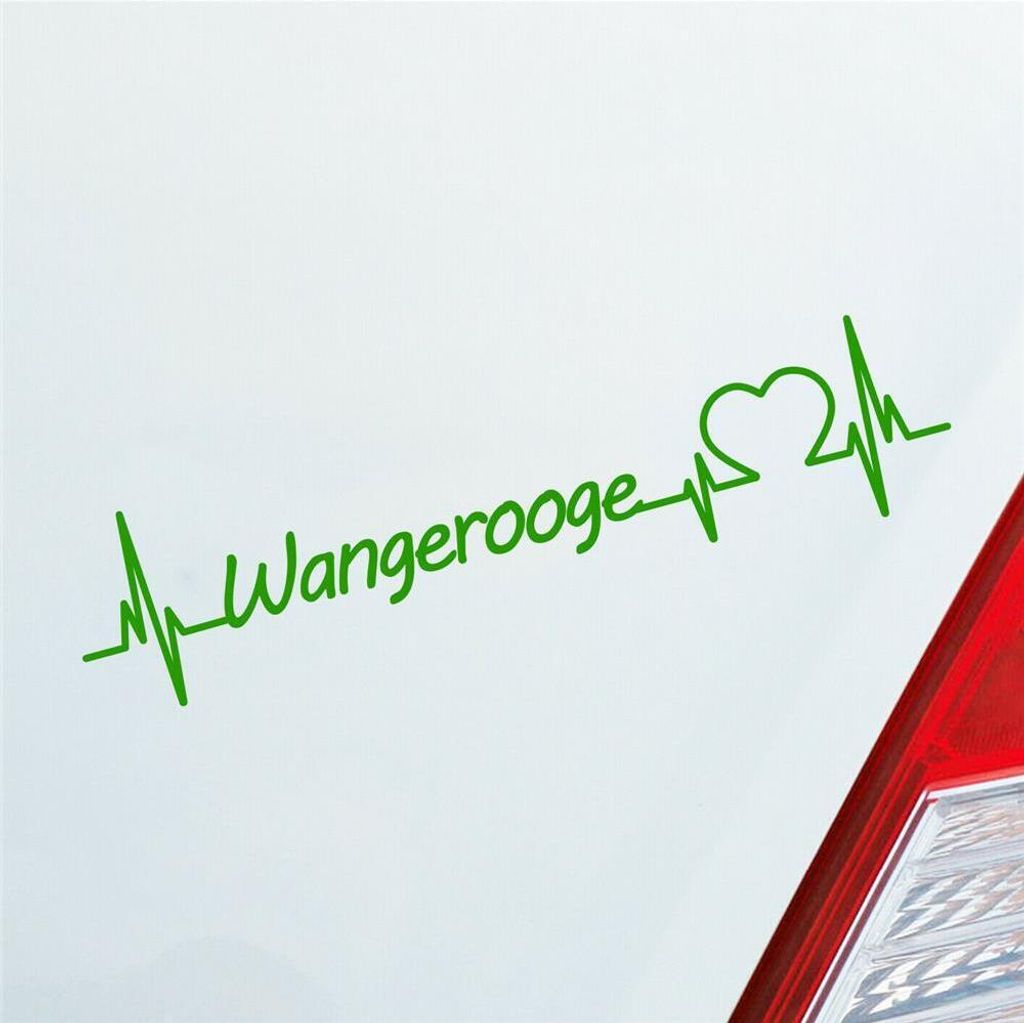 Auto Aufkleber Wangerooge Herz Puls Insel Island Nordsee Liebe Love 19x4 cm Hellgrün Sticker Heckscheibenaufkleber