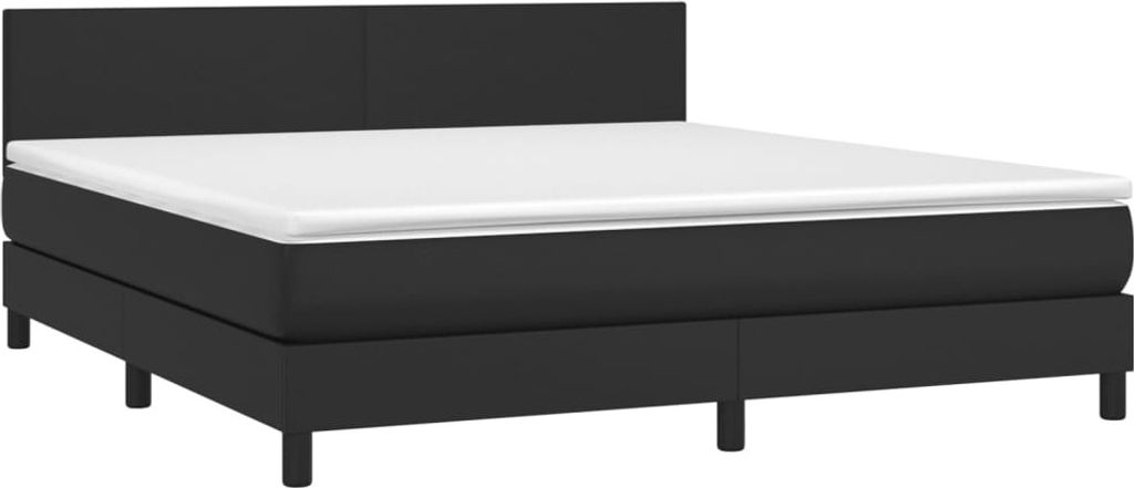 Boxspringbett mit Matratze Schwarz 180x200 cm Kunstleder