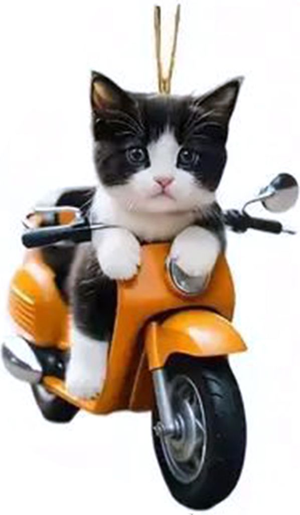 Motorrad-Katzenanhänger, Auto-Ornament mit Umhängeband, einfach aufzuhängen, Rückspiegel-Hängeornament, Kitty Bag Charm-Zubehör