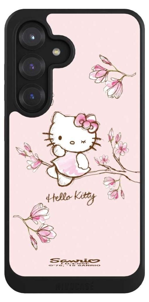NIVOCASE Hülle für Samsung Galaxy S25 Handyhülle NIVOcore Case Schwarz Fanartikel Hanami Hello Kitty