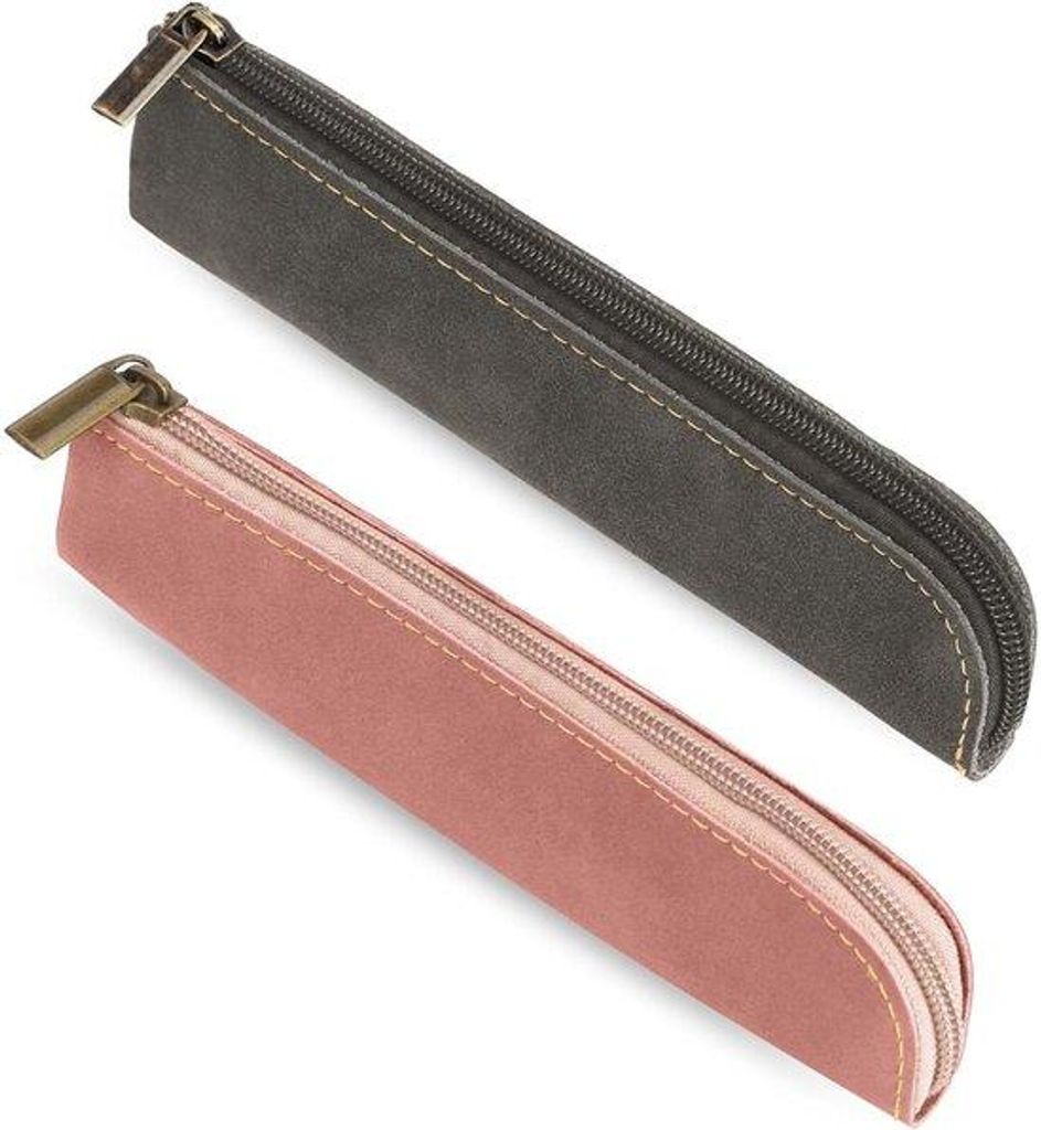 Zwei Stück Etui - PolyurethanEtui - Kleiner - Tragbarer Leder Organizer - Kosmetik-Organizer - Mit Reißverschluss - Geeignet für Füllfederhalte...