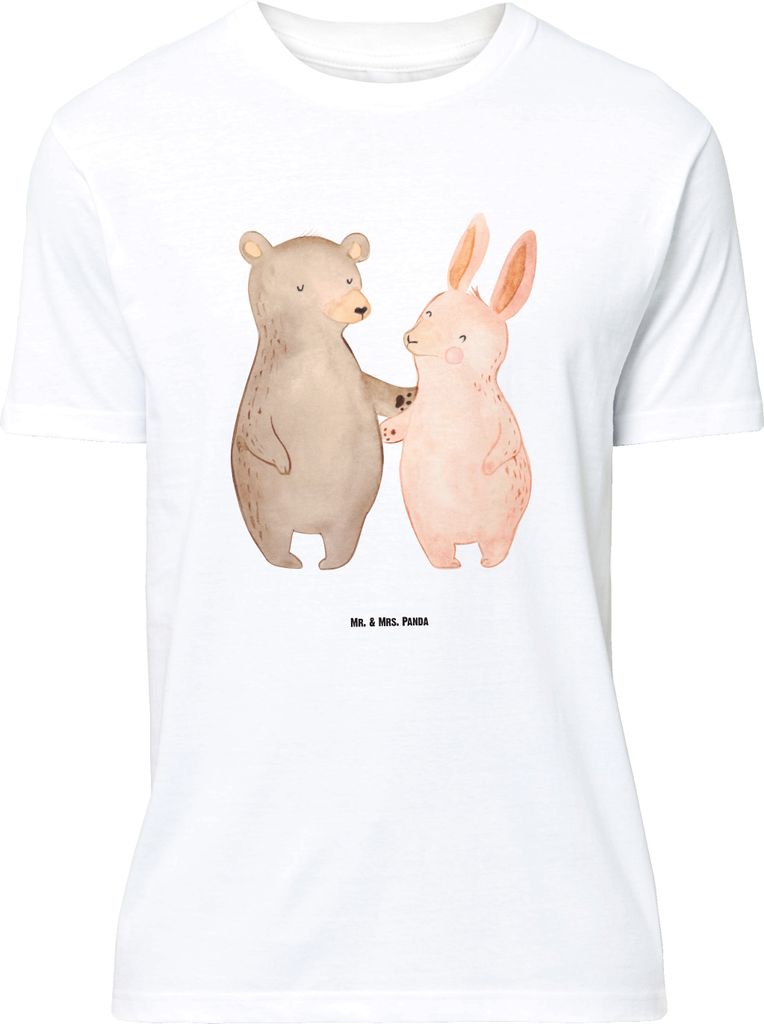 Mr. & Mrs. Panda Größe XL T-Shirt Bär und Hase Umarmen - Weiß - Geschenk, für Immer, Freunde, Umarmung, Tshirt, Shirt, Verlobung, mit Spruch