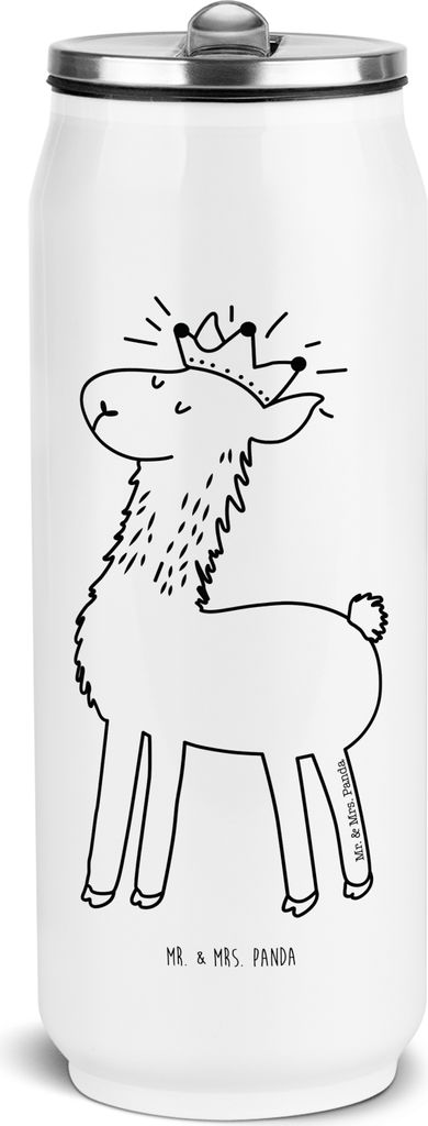 Mr. & Mrs. Panda sport trinkflasche Lama König - Weiß - Geschenk, Edelstahl, Abitur, Königin, Papa, Wasserflasche, Lamas, Mama, Thermosflasche, ...