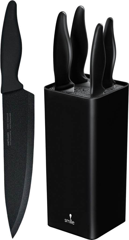 Smile SNS-6 6-teiliges Blockmesserset schwarz Produktbild 