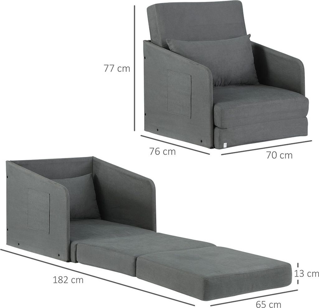 HOMCOM HOMCOM sofa rozkładana pokrowiec zmywalny sofa Zdjęcie produktu 2