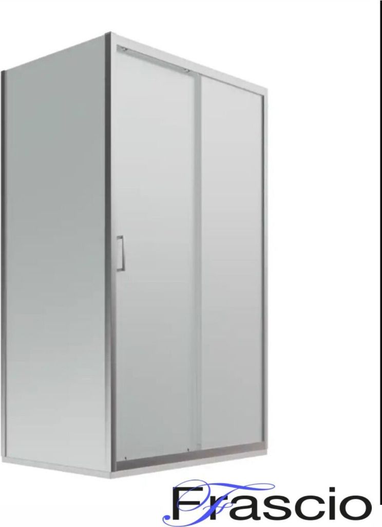 Duschkabine 85x170 mit Frontöffnung und Schiebetür, mit zwei Kristallen und einer festen Seite, quadratisch und rechteckig, aus satiniertem Hartg...