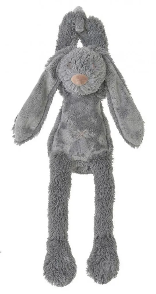 Boîte à Musique Lapin Richie Happy Horse en Velours Doux Gris Foncé 28cm