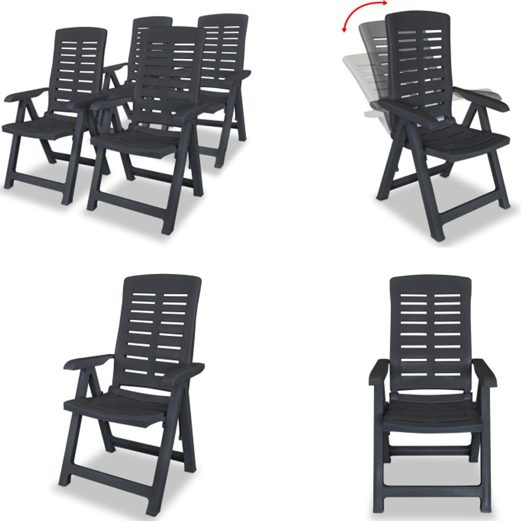 vidaXL Garten Liegestühle 4 Stk. Anthrazit - Gartenstuhl - Gartenstühle - Gartensessel - Klappstuhl