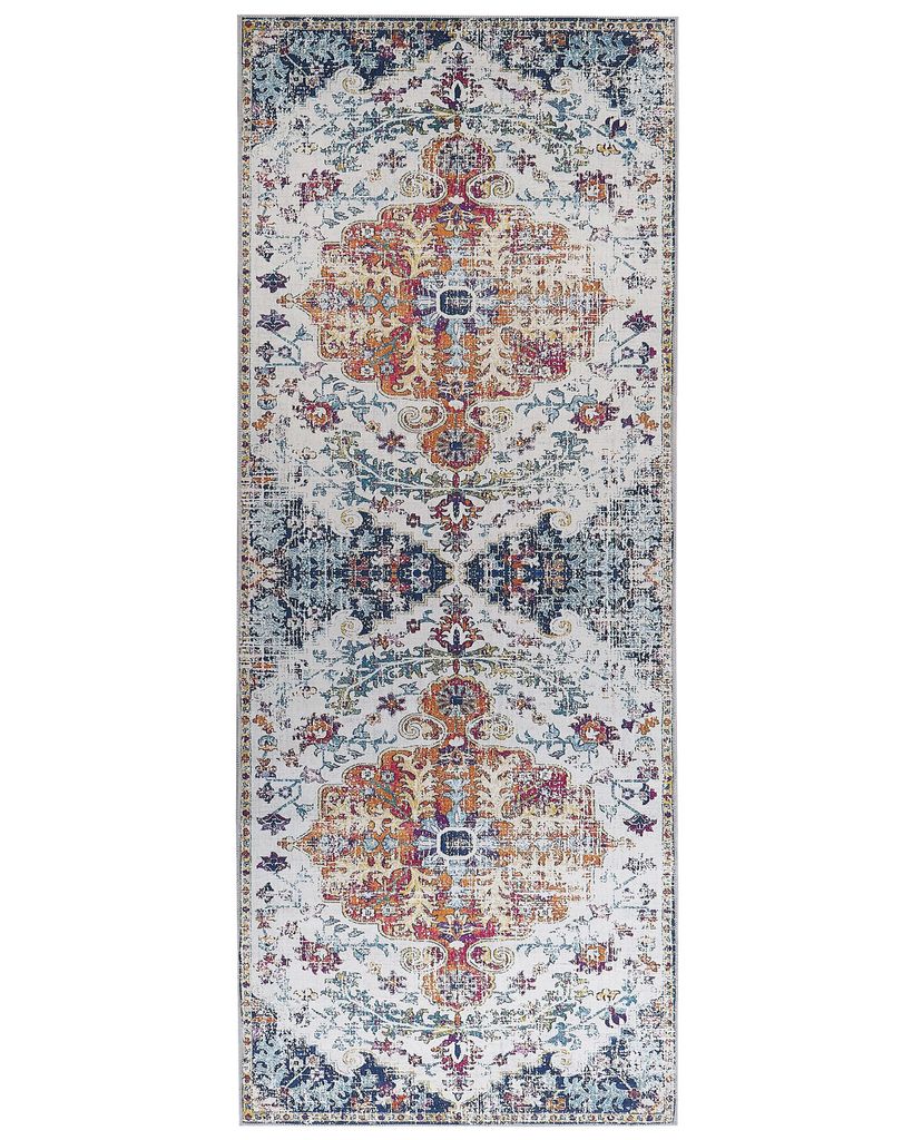BELIANI Teppich Mehrfarbig Polyester 80 x 200 cm Kurzflor mit geometrischem Muster Maschinengewebt Rechteckig Wohnzimmer Flur Vintage-Stil