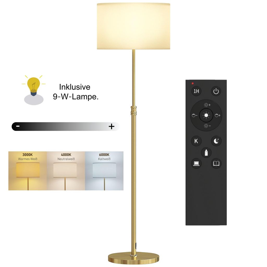 LED Stehlampe Dimmbar mit Fernbedienung, Höhenverstellbare Produktbild 