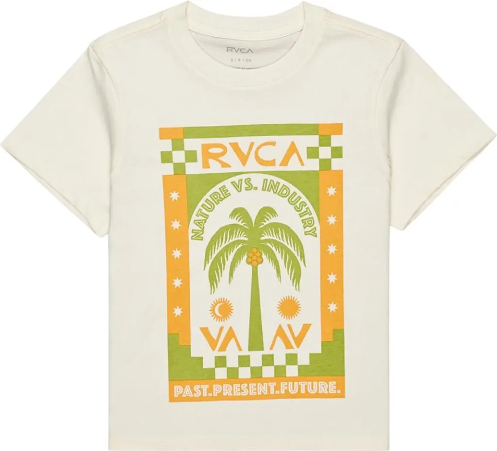 RVCA Palmy Daze Blanc Antique 10 - T-shirt Imprimé Tropical en Coton