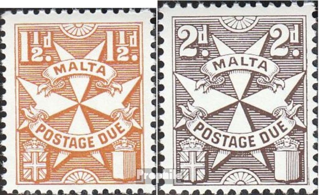 Briefmarken Malta 1970 Mi P30B y-P31B y (kompl.Ausg.) postfrisch Malteserkreuz