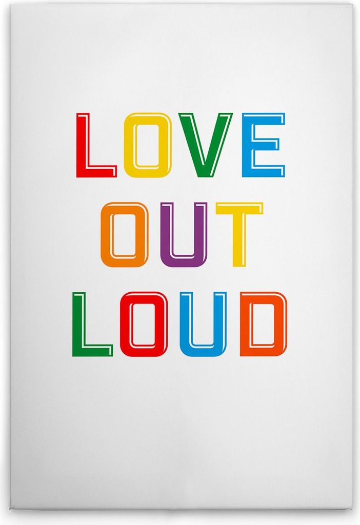 TADESSI Leinwandbild "Love Out Loud" Bunt - Wandbild 40 x 60 cm - Kunstdruck auf Leinwand in Weiß Bunt - M1-No.51990