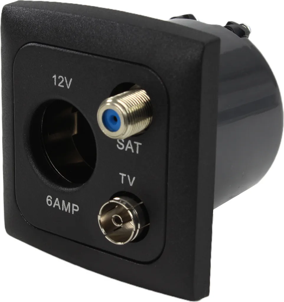 Solution prise satellite 12V complète avec cadre et isodose CBE noir mat