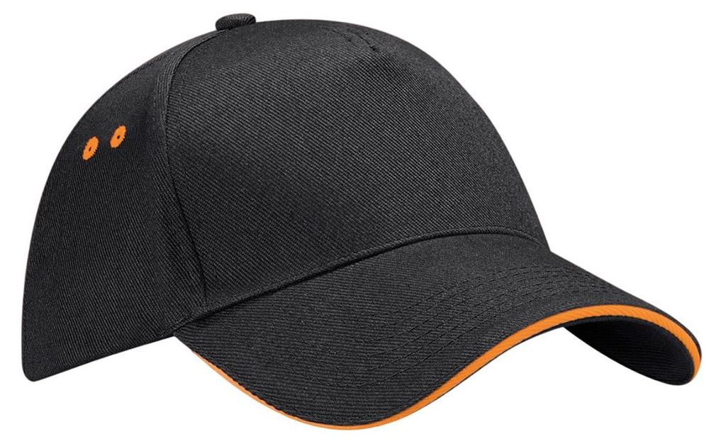 Beechfield - Baseball-Mütze Sandwichschirm PC7033 (Einheitsgröße) (Schwarz/Orange)