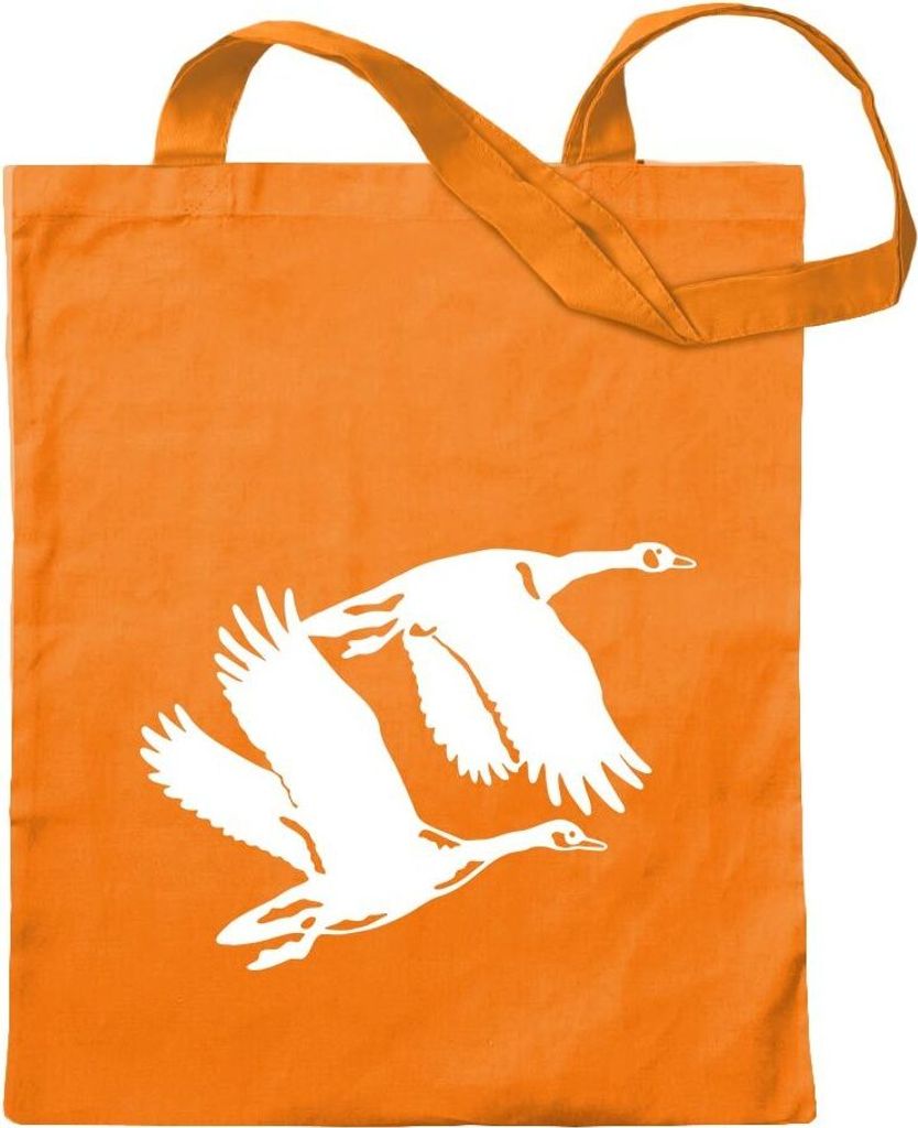 Kiwistar - Baumwolltasche - mandarin - Enten - Flugenten - Duck - Tragetasche Stoffbeutel Umhängetasche langer Henkel