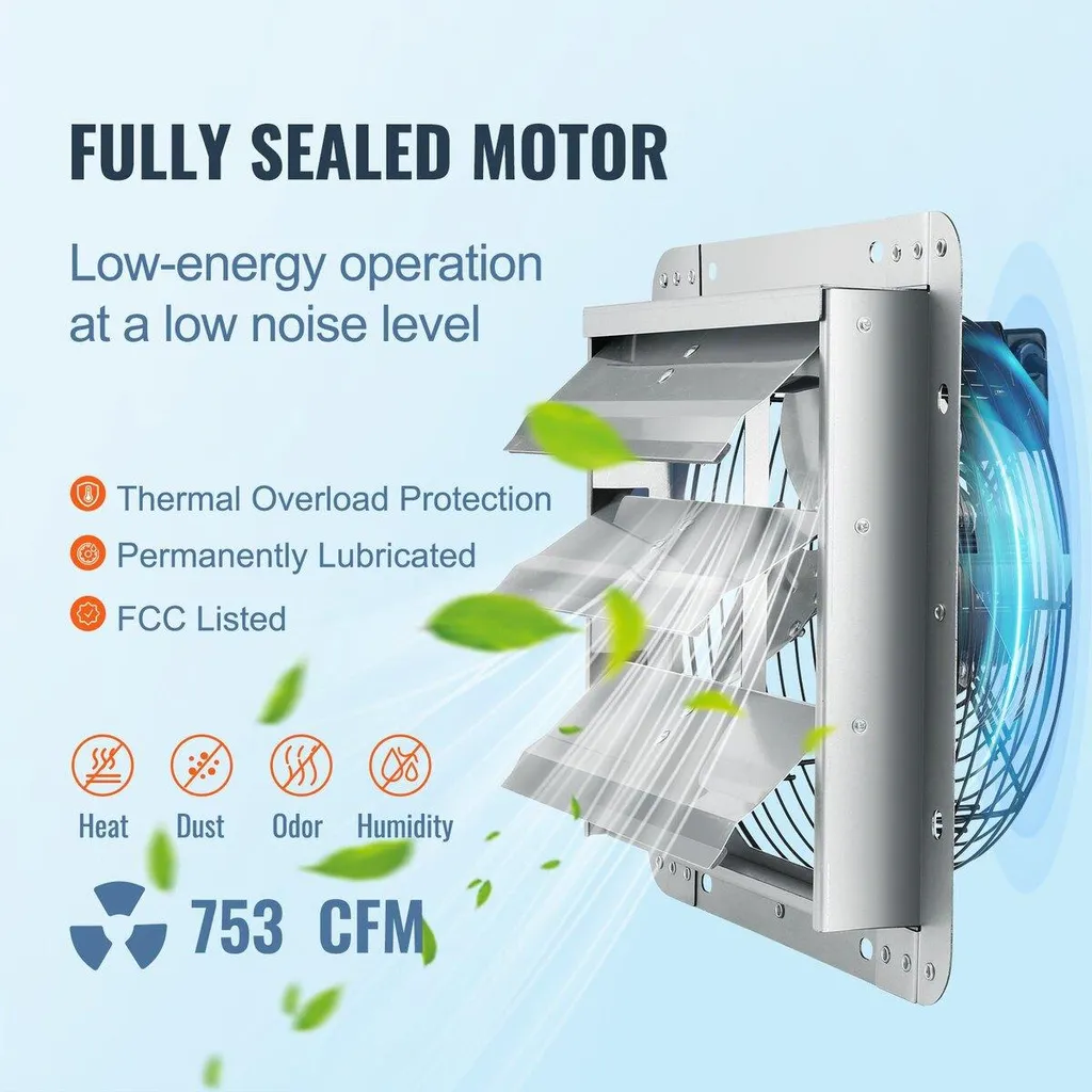 Ventilateur extracteur à volet pour aération murale 254mm