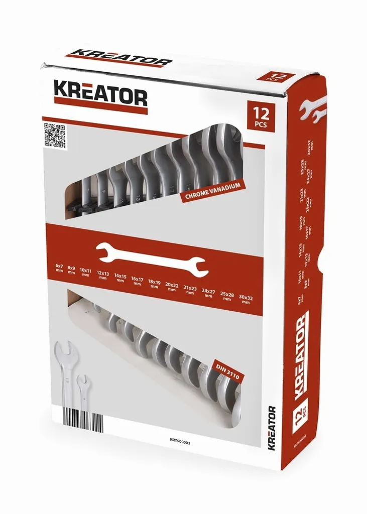Clés à fourche robustes 6-32 mm en acier chrome avec support inclus