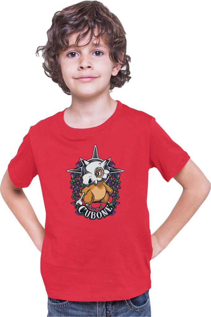 Kinder T-Shirt Japan Anime Manga Pokemon Cubone, 3-4 Jahr - 104 / Rot