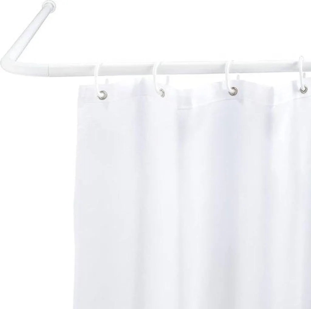 Tringle à rideau de douche télescopique blanche en inox - Fixation stable