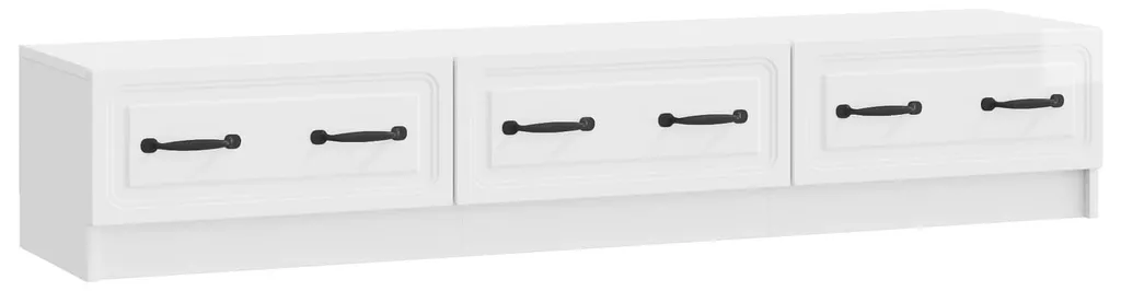 Meuble TV compact blanc brillant 147 cm pour optimiser votre salon