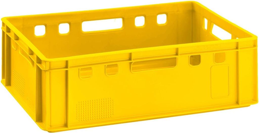 Fleischkisten E2 60x40x20cm Lagerkiste Eurobox aus Deutschland lebensmittelecht, robust, stapelbar , Variante:gelb 1x