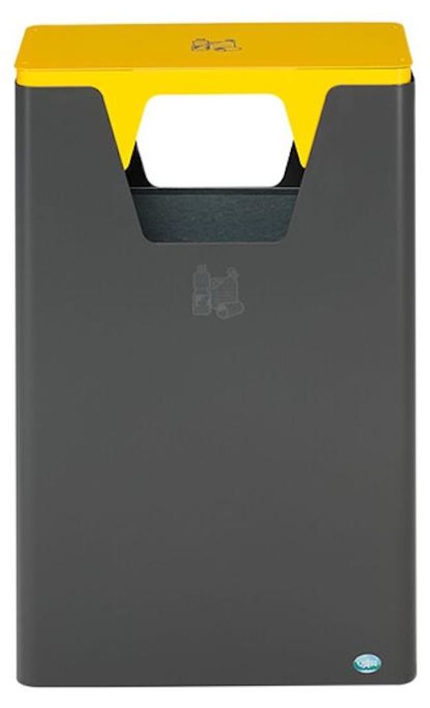 Robuster Wertstoffsammler mit abnehmbarem Deckel | 60 Liter, HxBxT 82,5x50x25cm | Verzinkter Stahl | Gelb