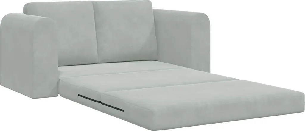 Petit canapé convertible gris clair en velours pour optimiser l'espace - 4