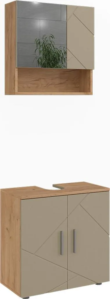 Aménagement salle de bain beige Vicco Irma 2 pièces pour rangement