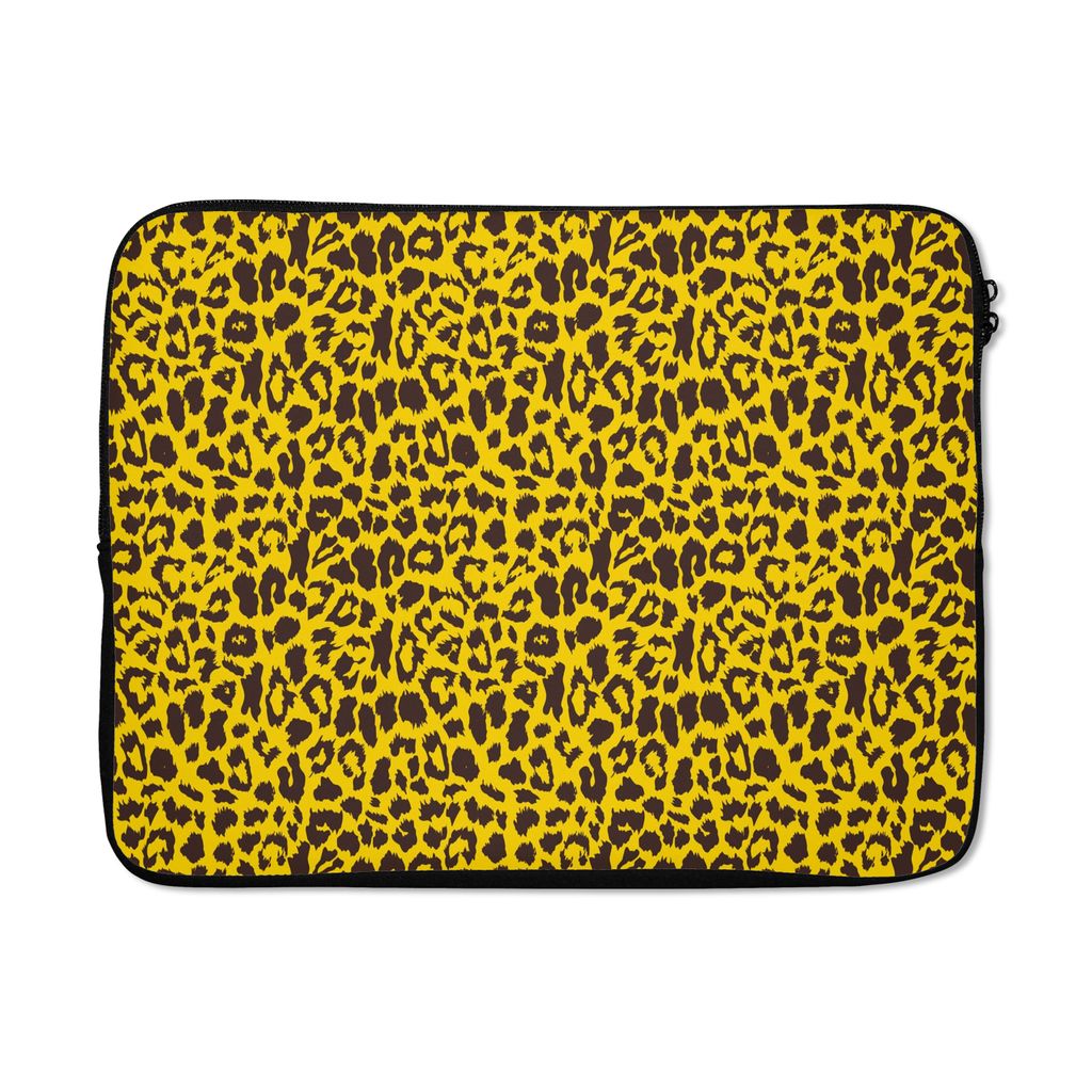 MuchoWow Laptop Hülle 17 Zoll Laptoptasche Tiger - Tiermuster - Gelb - Zipper - Schutzabdeckung