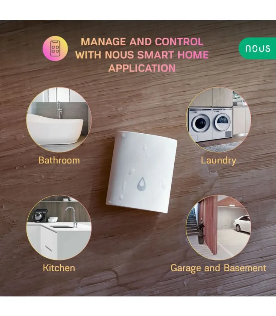 Nous E4 Zigbee Capteur de fuite d'eau intelligent haute précision blanc - 14