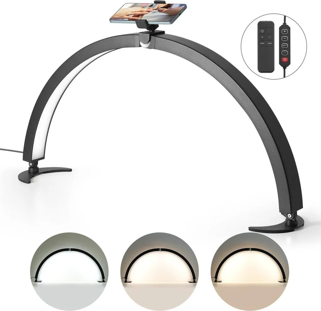 Lampe de bureau Nail 40W demi-lune avec support smartphone intégré