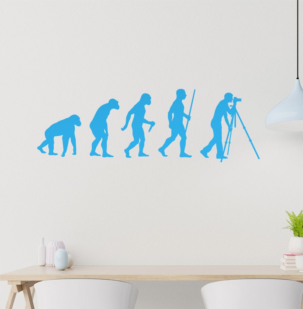 Fotograf Fotografie Evolution Wandtattoo Wandaufkleber Wall Sticker - Dekoration, Küche, Wohnzimmer, Schlafzimmer, Badezimmer