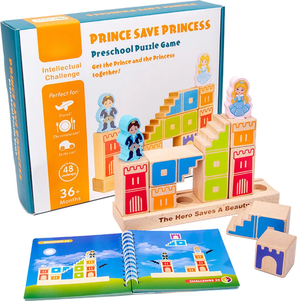 Casse-tête évolutif en bois Prince et Princesse, jeu de logique enfant
