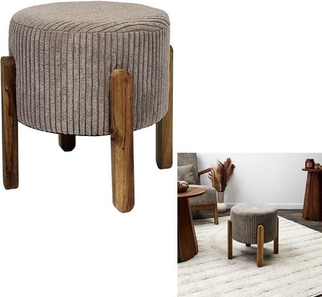 Hocker Côtelé Scott Taupe M2 - Home Deco Factory