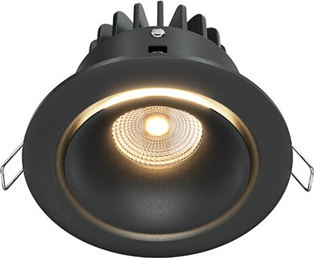 Plafonnier encastrable LED noir rond 12W Maytoni pour salon et bureau