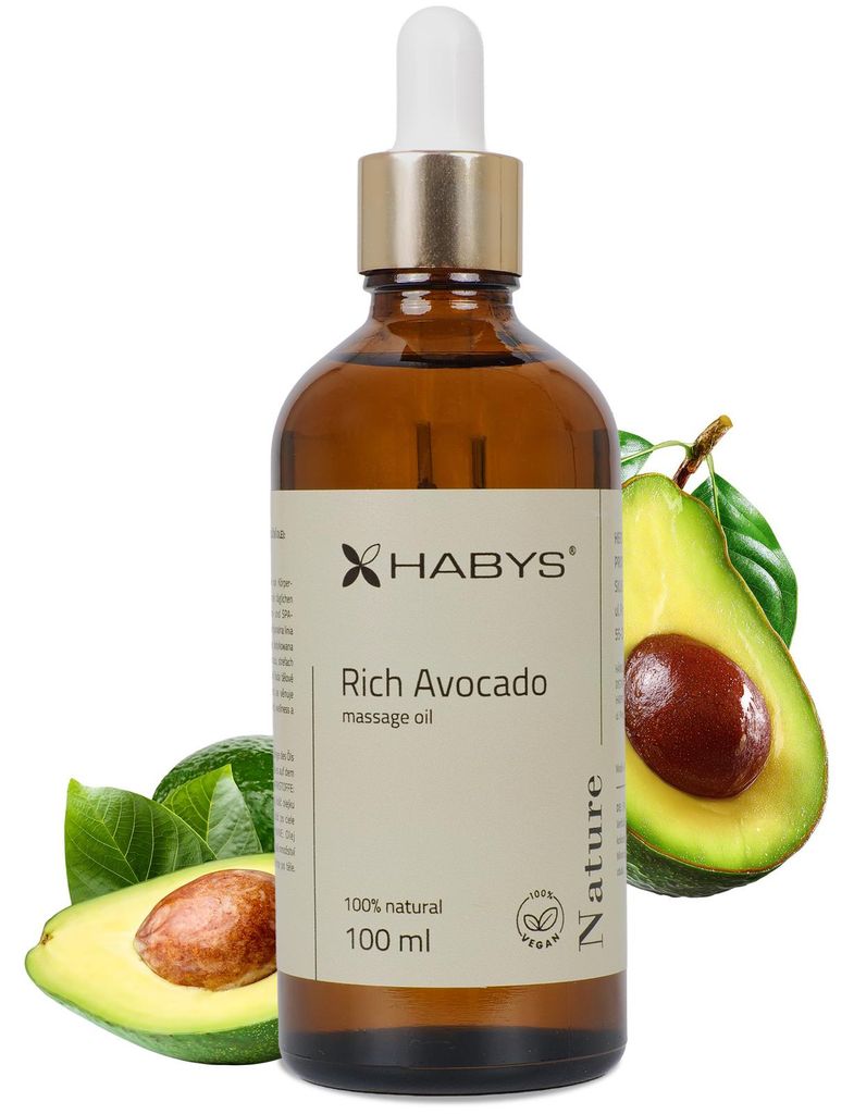 HABYS Nature Rich Avocado Massageöl mit Pipette | 100 % natürlich & vegan | Ohne Zusätze | Für Gesicht, Haut & Haar | 100 ml