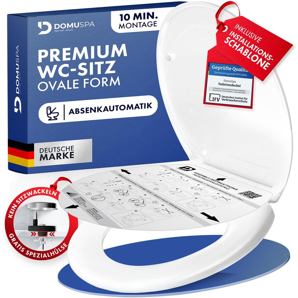 Toilettendeckel - WC Sitz mit Absenkautomatik - antibakterieller Toilettensitz mit Quick-Release Funktion