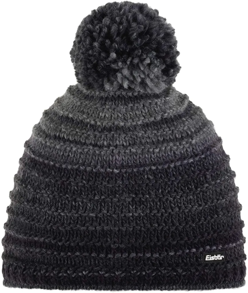 Eisbär Mikata Bonnet tricoté noir avec pompon pour homme et femme
