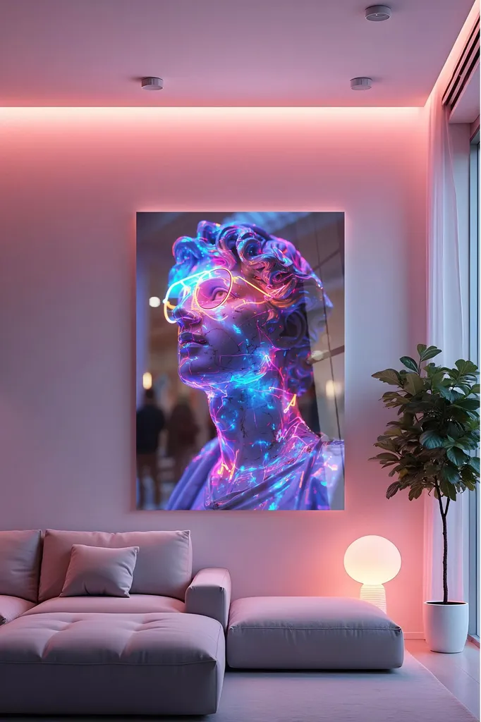 Wallity Hhlneon0016 Quadro Vetro 70x100 Multicolor - Alta Resistenza