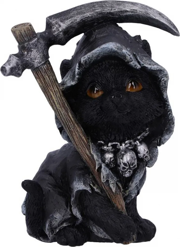 Chaton Noir Faucheur 10,2 cm - Cadeau Gothique Original et peu Encombrant