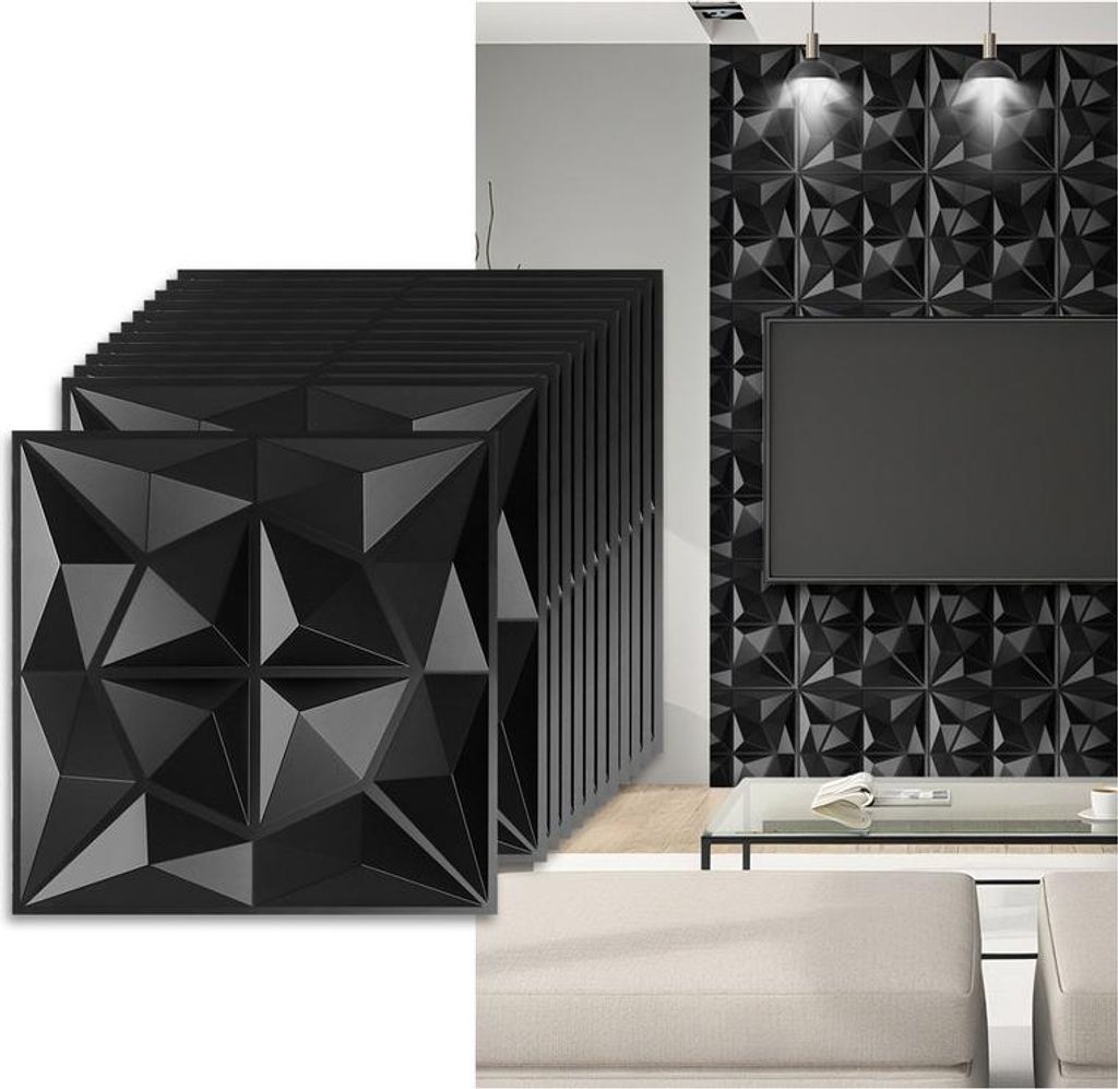 Hengda 12pcs 3D Paneele Wandpaneele Polyvinylchlorid PVC – Verkleidung für Wand & Decke – 50x50 cm (0,25 m²) – Leicht, Flexibel & Einfach z...